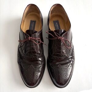 Nordstrom Mens Brown Leather Oxford Wing Tip Dress Shoes Size 10M MADE IN ITALY